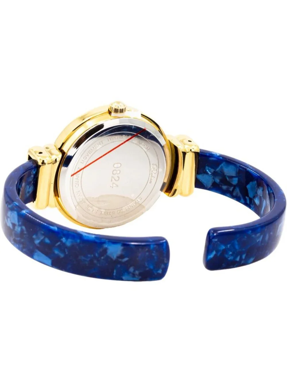 Women's Gold/White/Blue Pearl/Round Shell Color Design Cuff Bangle Stylish Watch